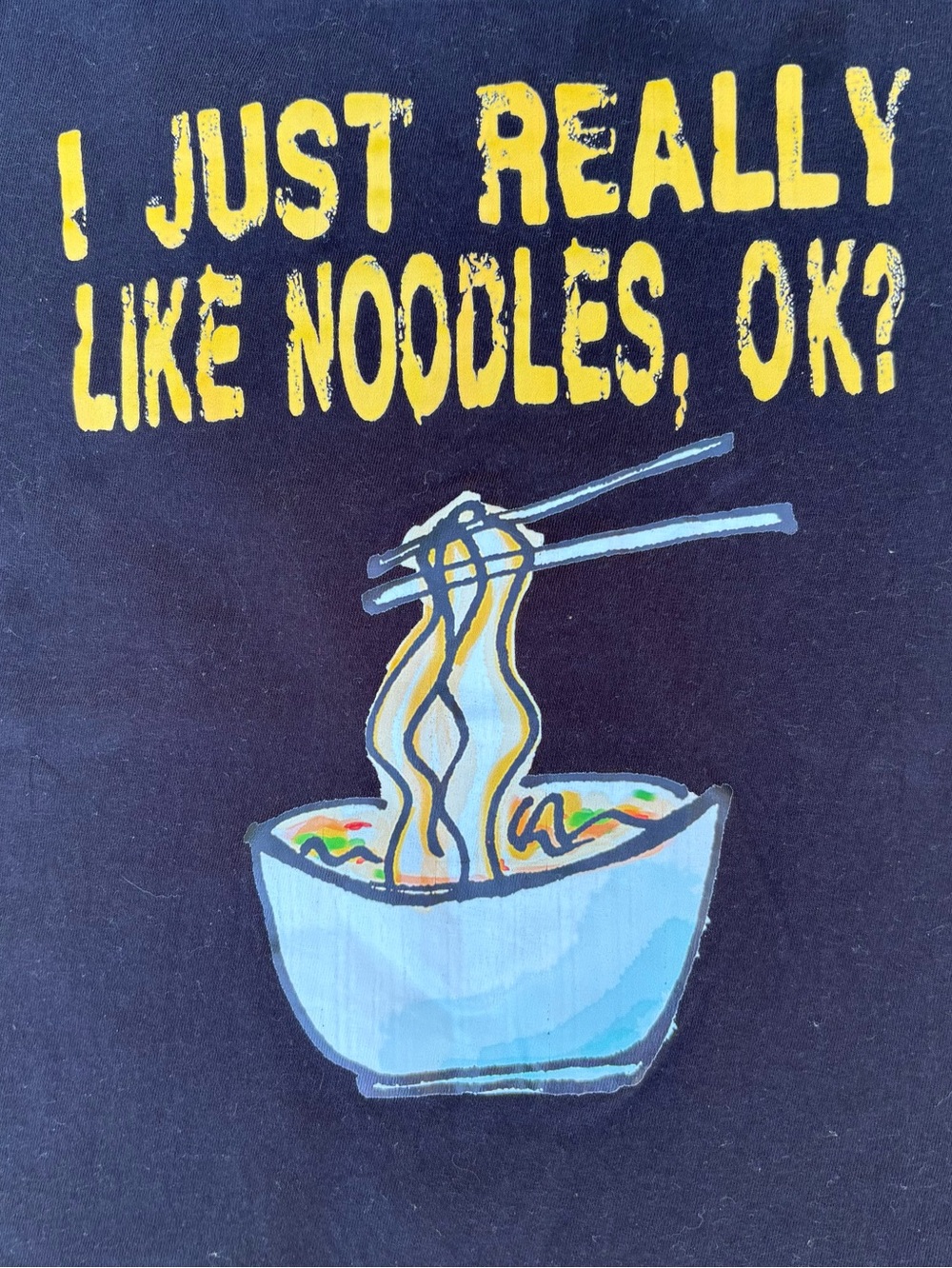Black Graphic Tee "I Just Really Like Noodles, Ok?" - Size 7-8 - New No Tags - Picture 3 of 6
